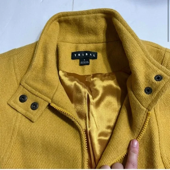 TRIBAL Marigold Wool Blend Jacket Coat Zippered with Satin Lining 6 - Picture 5 of 13